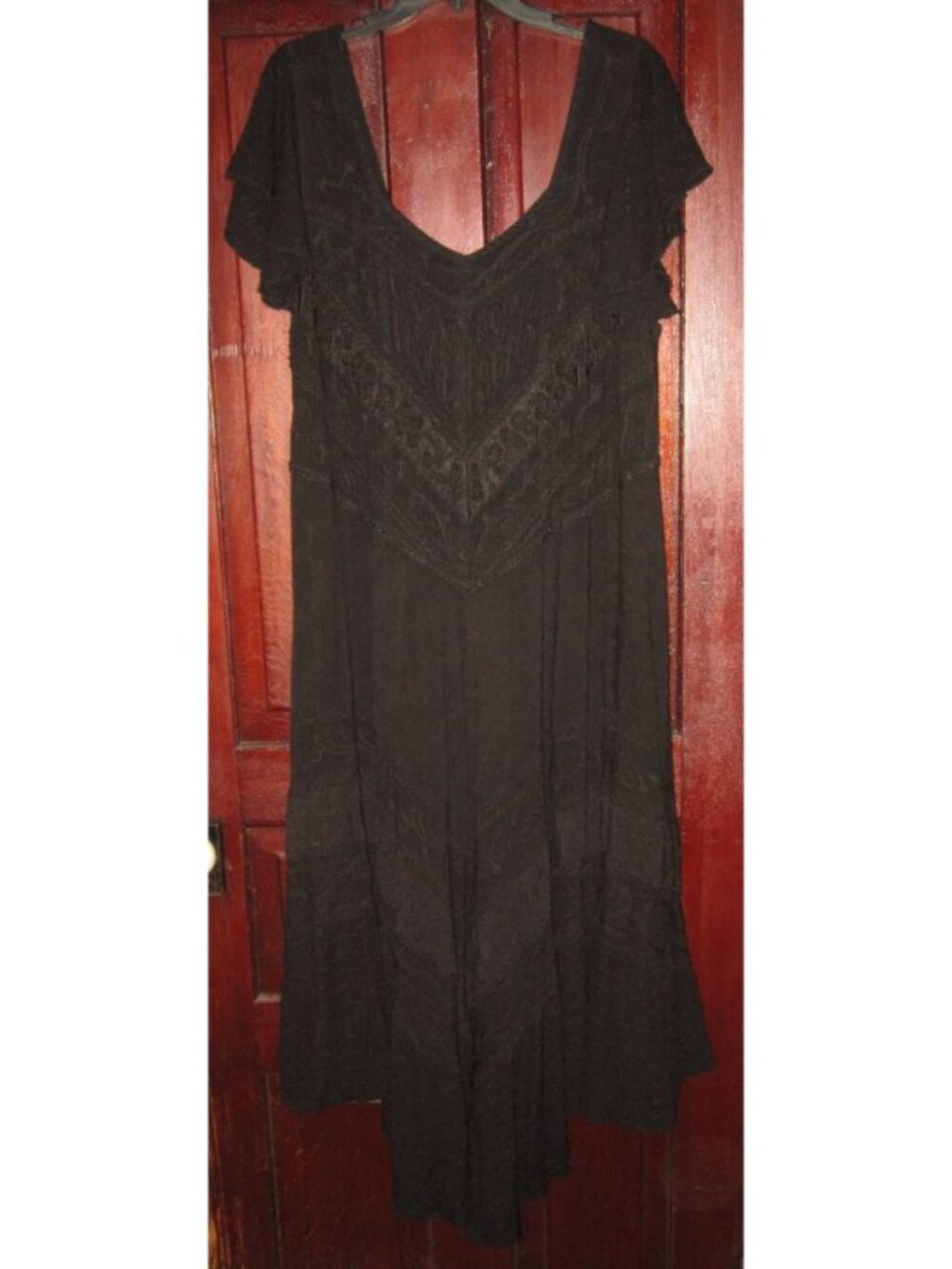 Holy Clothing 3X Maxi Dress Black Lacy Embroidered Renaissance Witchy Goth Long